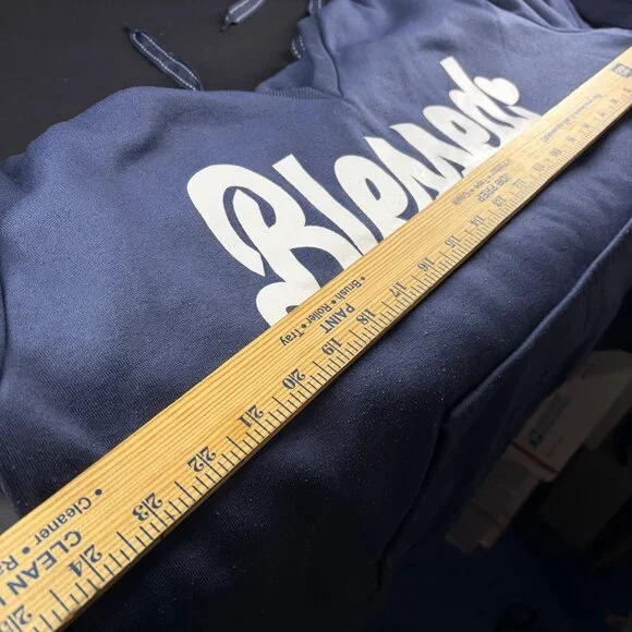 Blessed Navy Blue Hoodie With White Heart Elbow Patches & Kangaroo Pocket Polyes - Picture 8 of 8